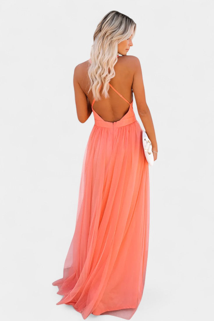 Vestido Maxi de Tul Sin Mangas Gergana
