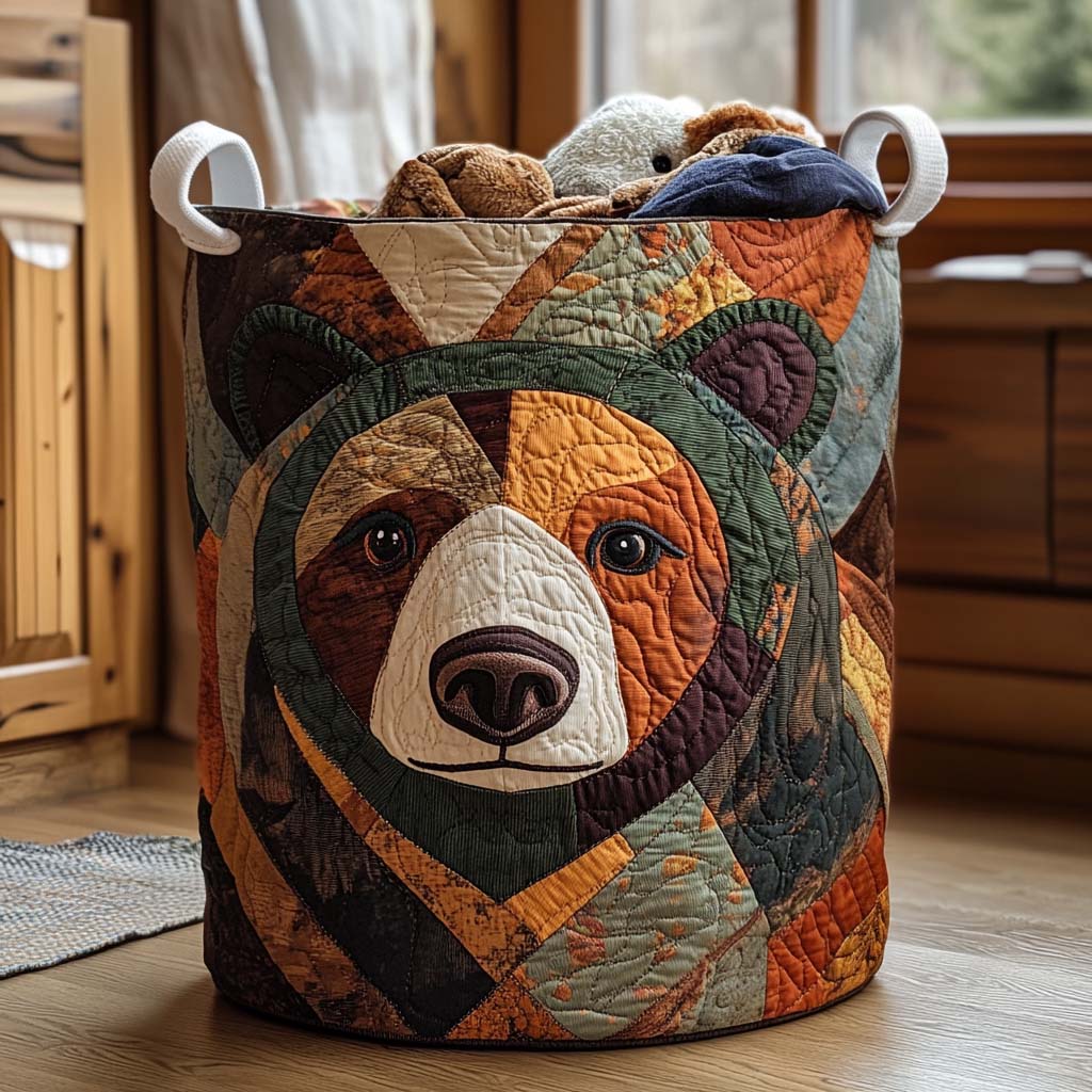 Cesta de Ropa Huellas de Oso | Cesta de Lavandería Hecha a Mano