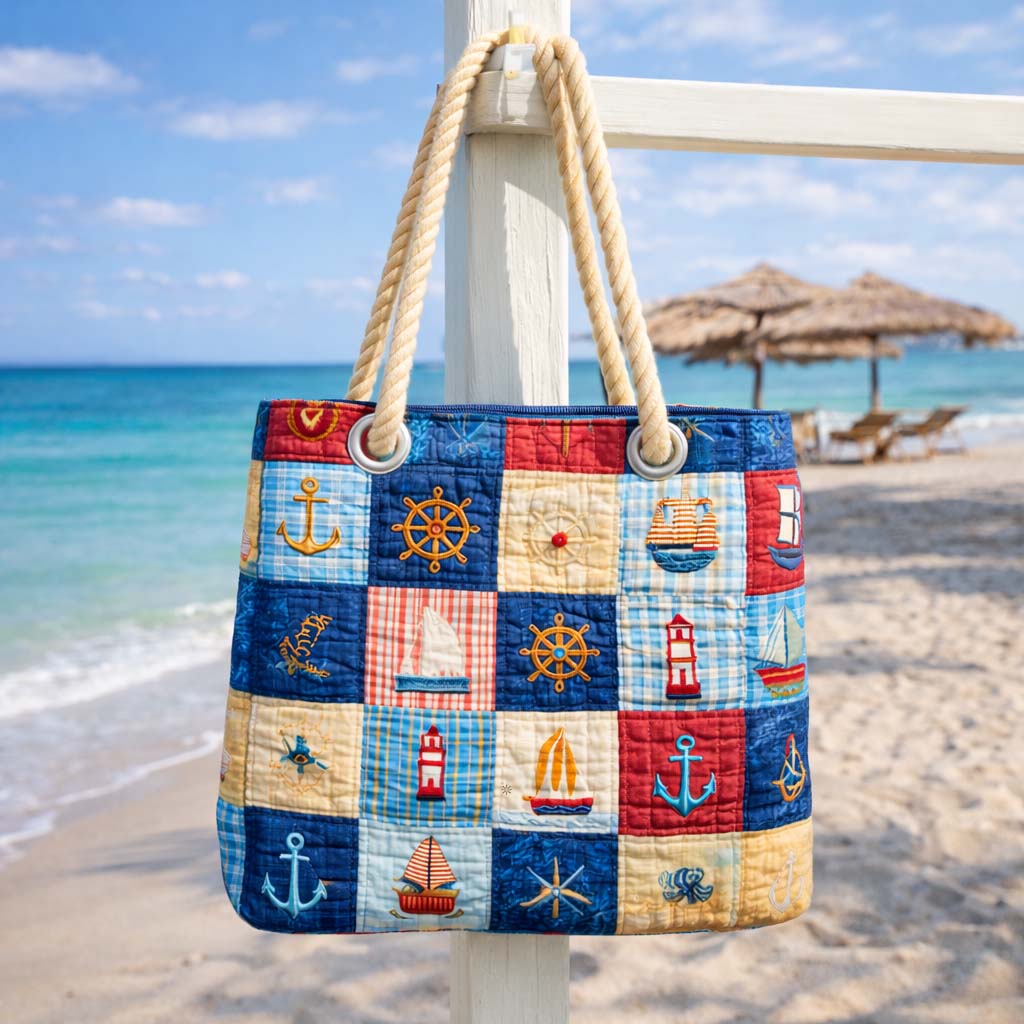 Bolsa de Playa Hecha a Mano | Patchwork Marino