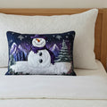 Funda de Cojín Acolchada - Muñeco de Nieve Púrpura